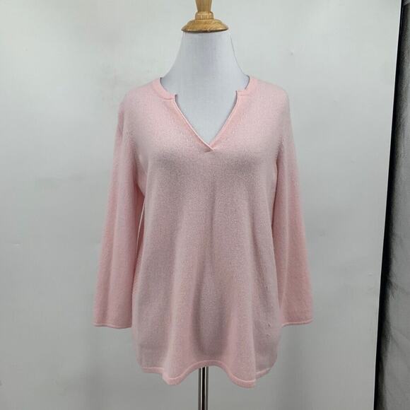 J McLaughlin Sweater Womens XS Extra Small Baby Pink Cashmere 3/4 Sleeve *READ - Picture 2 of 14
